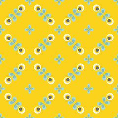 Retro floral pattern, geometric seamless flowers