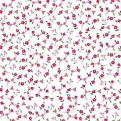 cute small pink flowers seamless pattern