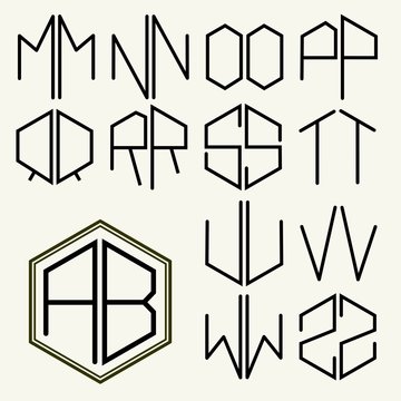 Set 2 template letters to create monograms of two letters 