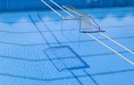 Water polo goal at the outdoor swimming pool