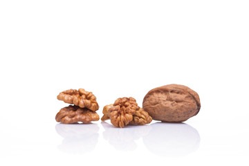 Raw Organic Walnuts isolated on white