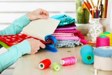 Seamstress hands - work flow, close up