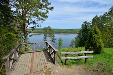 Fototapeta na wymiar Landscape with lake in north Lithuania