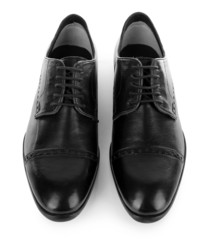 Black shiny man shoes isolated on white