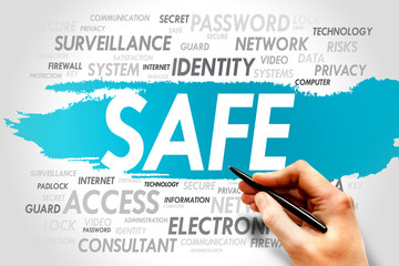 SAFE word cloud, security concept