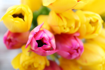Beautiful bouquet of tulips close up
