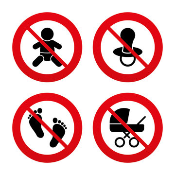 Baby infants icons. Buggy and dummy symbols.