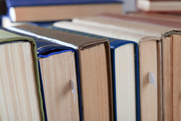 Stack of books close up
