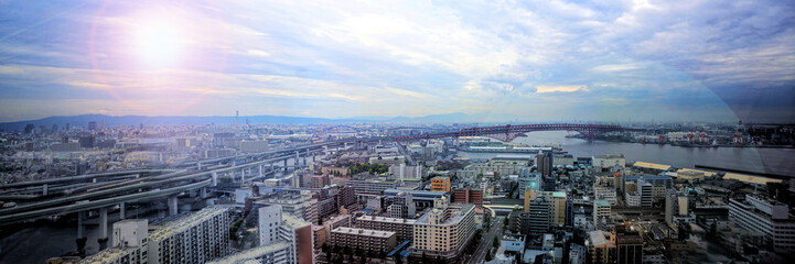 Naklejka premium Osaka city in panorama view.