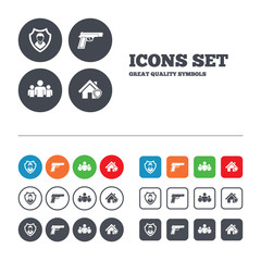 Security agency icons. Home shield protection.