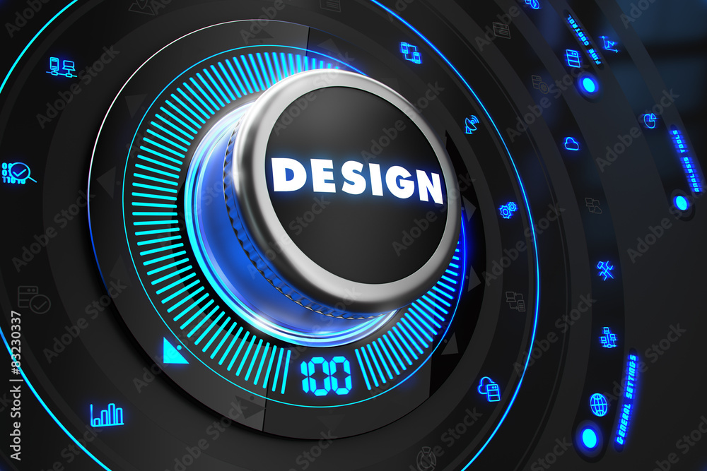 Wall mural design controller on black control console.