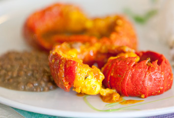 assiette de langoustes cuisinées à la créole, Réunion 