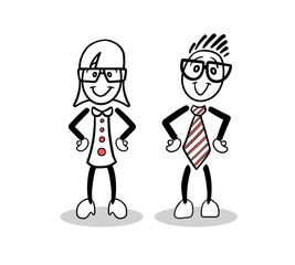 Cute cartoons with hands on hips