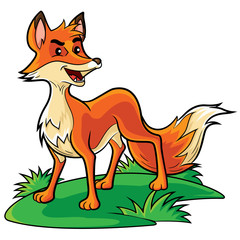 Obraz premium Fox Cartoon Illustration of cute cartoon fox.