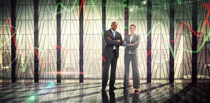 Composite image of confident business team