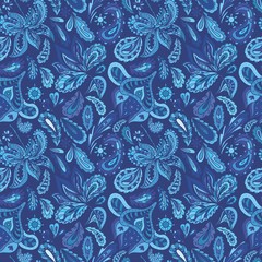 Obraz premium Blue Fresh Indian Vector Pattern