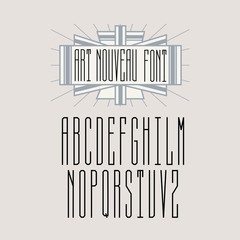 Monogram Art Nouveau and a set of templates of letters 