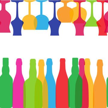 Vector Illustration of Silhouette Alcohol Bottle Seamless Patter