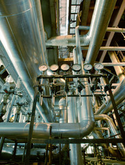 Industrial zone, Steel pipelines, valves and cables