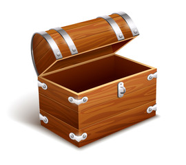 Old empty vintage wooden trunk. Eps10 vector illustration.
