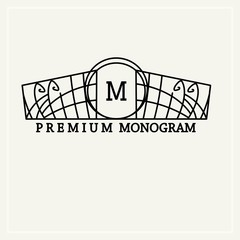 Stylish  vintage graceful monogram,  Art Nouveau style