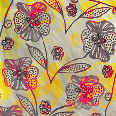 Sunny floral handdrawn backdrop.