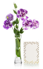 Greeting card with purple flowers