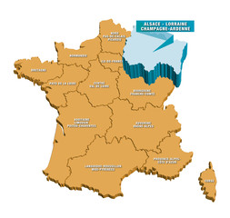 Carte régions de France 3D ALSACE 2