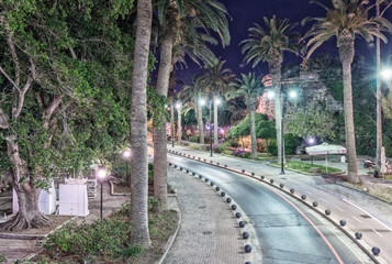 Kos, Greece. Island streets at night in summer