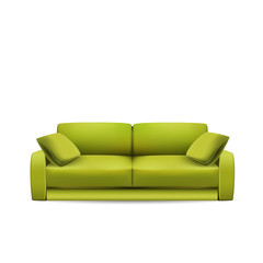 Green sofa.