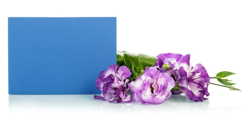 Greeting card with purple flowers