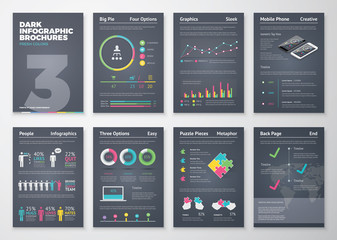 Fototapeta na wymiar Colorful flat infographic templates on dark background