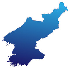 Nordkorea - Karte in Blauverlauf