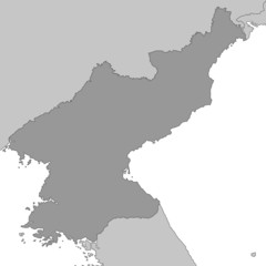 Nordkorea - Karte in Grau