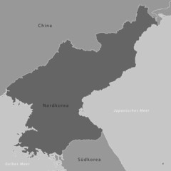 Nordkorea - Karte in Grau mit Beschriftung