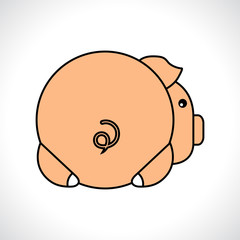 Obraz premium Backside of a pig. Vector illustration