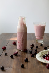 fresh organic blackberry cherry smoothie homemade yogurt rustic