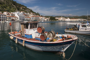 Boats in the harbor of Gytheio in Greece
