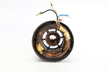 burned stator in electric motor