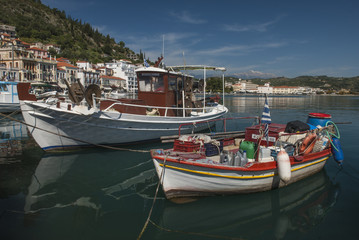 Fototapeta na wymiar Boats in the harbor of Gytheio in Greece