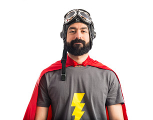 Super hero over white background