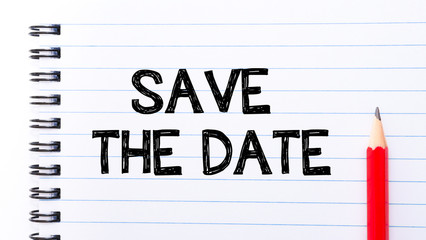 Save The Date Text written on notebook page