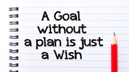 A  Goal Without A Plan is Just a Wish Text