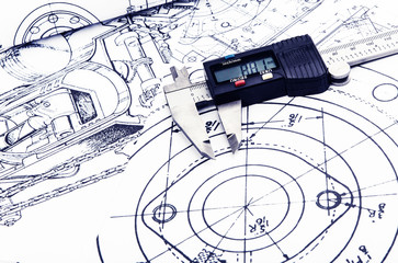 Caliper on technical drawing