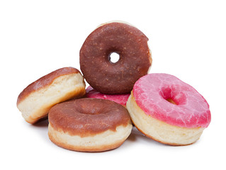 Delicious fresh donuts isolated on white background