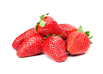 Ripe red strawberries on white background isolated