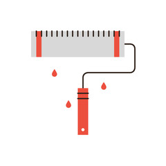 Roller brush flat line icon concept