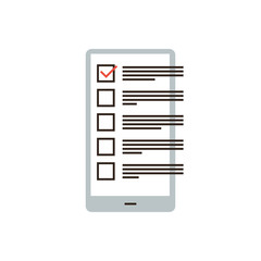 Checklist in phone flat line icon concept