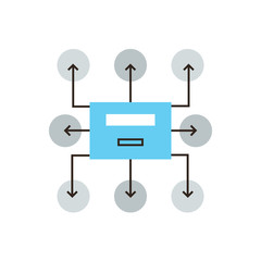 Project processing flat line icon concept