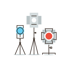 Obraz premium Studio lighting equipment flat line icon concept